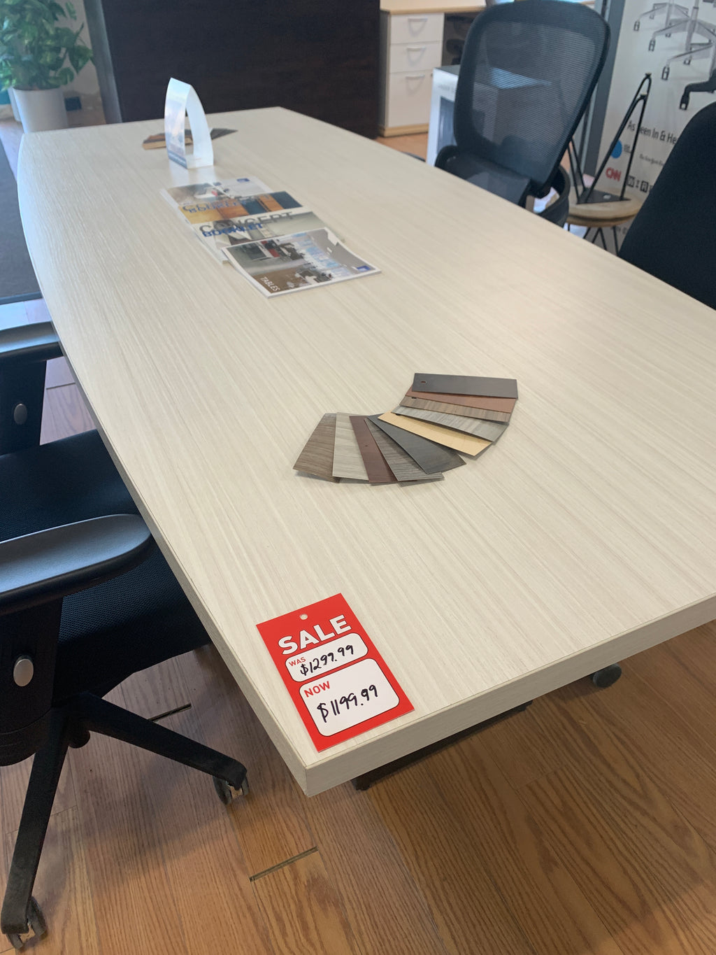 Floor model Conference Boat tail Table 84 inches x 36 inches