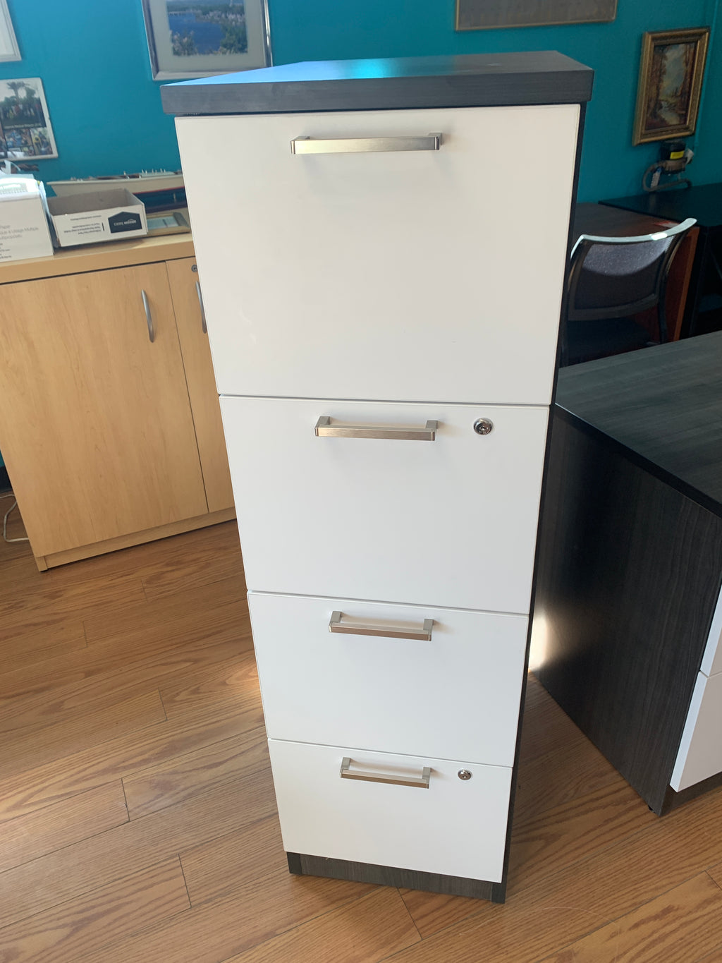 Floor Model Custom IOF Vertical Letter Filing Cabinet