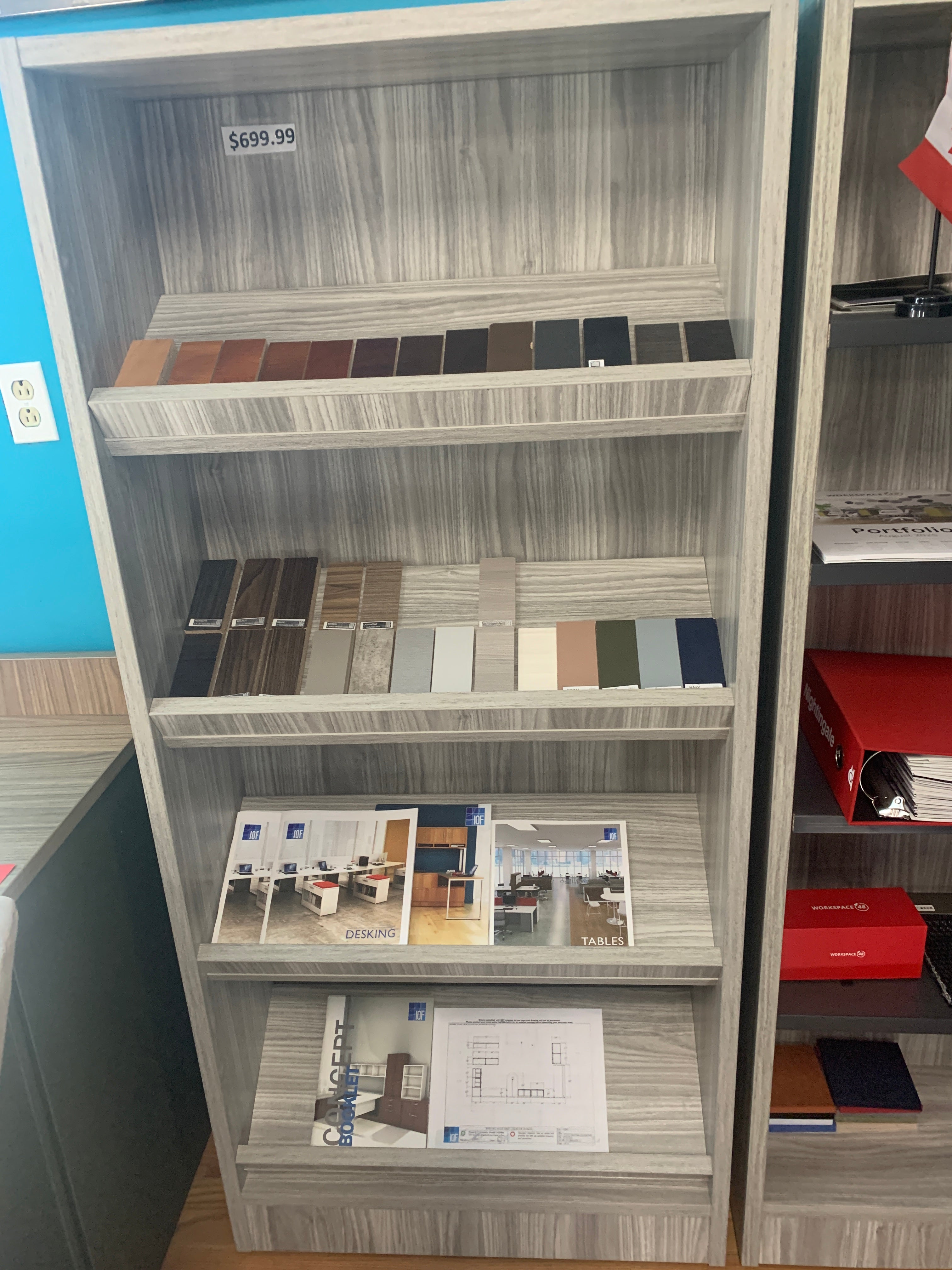 Floor Model IOF Custom  Pamphlet or Display Shelving