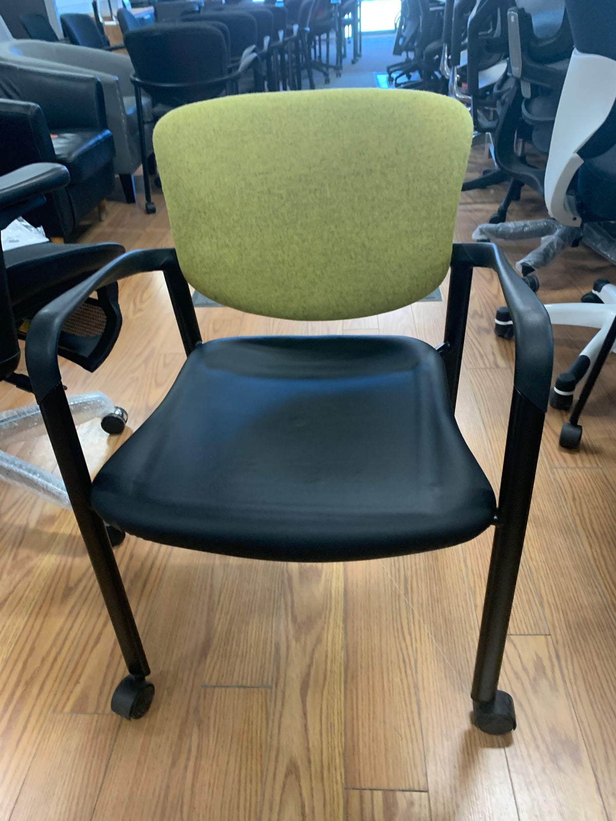 Preloved Visitor Chairs-3 only-Fabric padded back and vinyl seating area