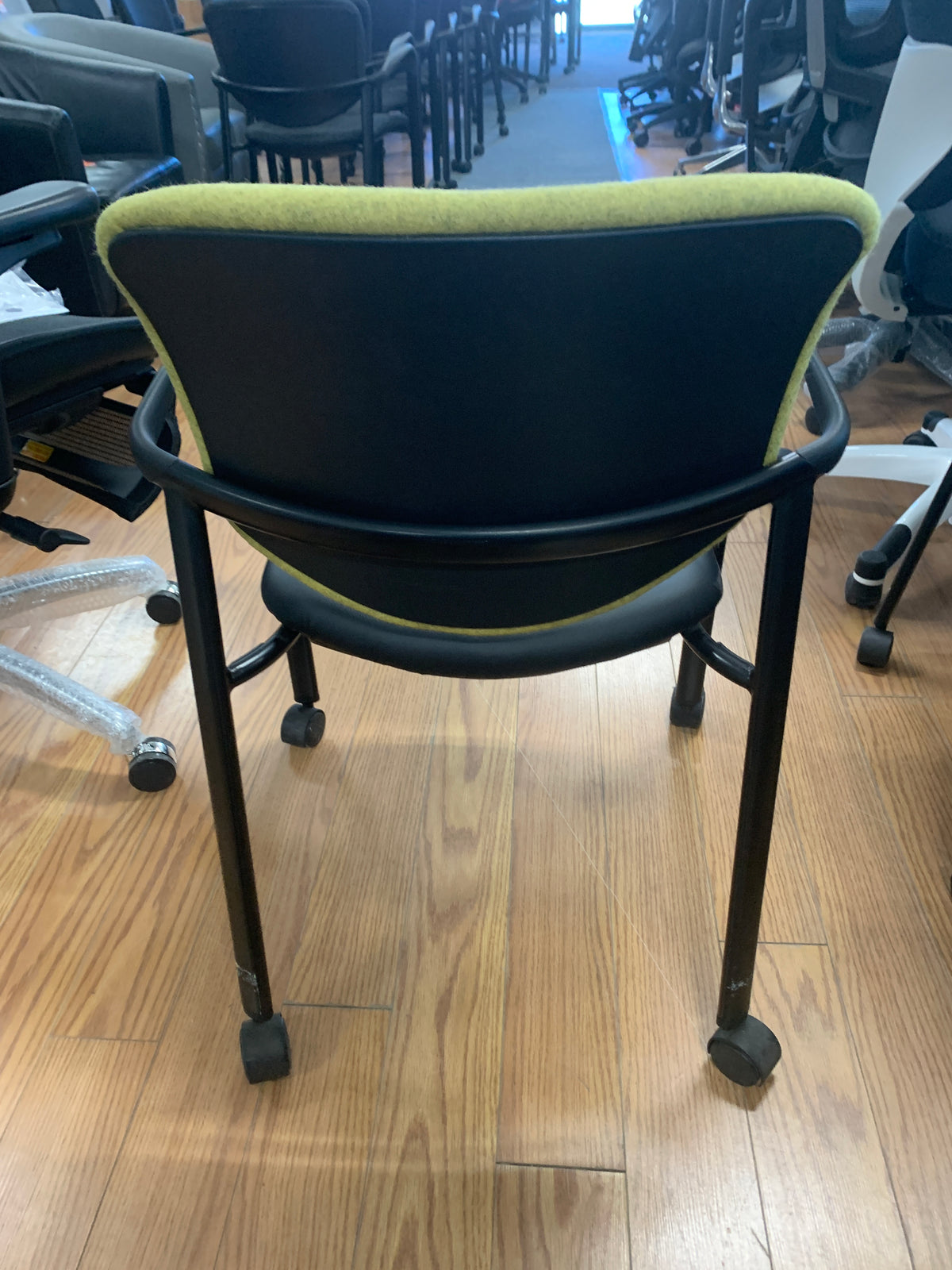 Preloved Visitor Chairs-3 only-Fabric padded back and vinyl seating area