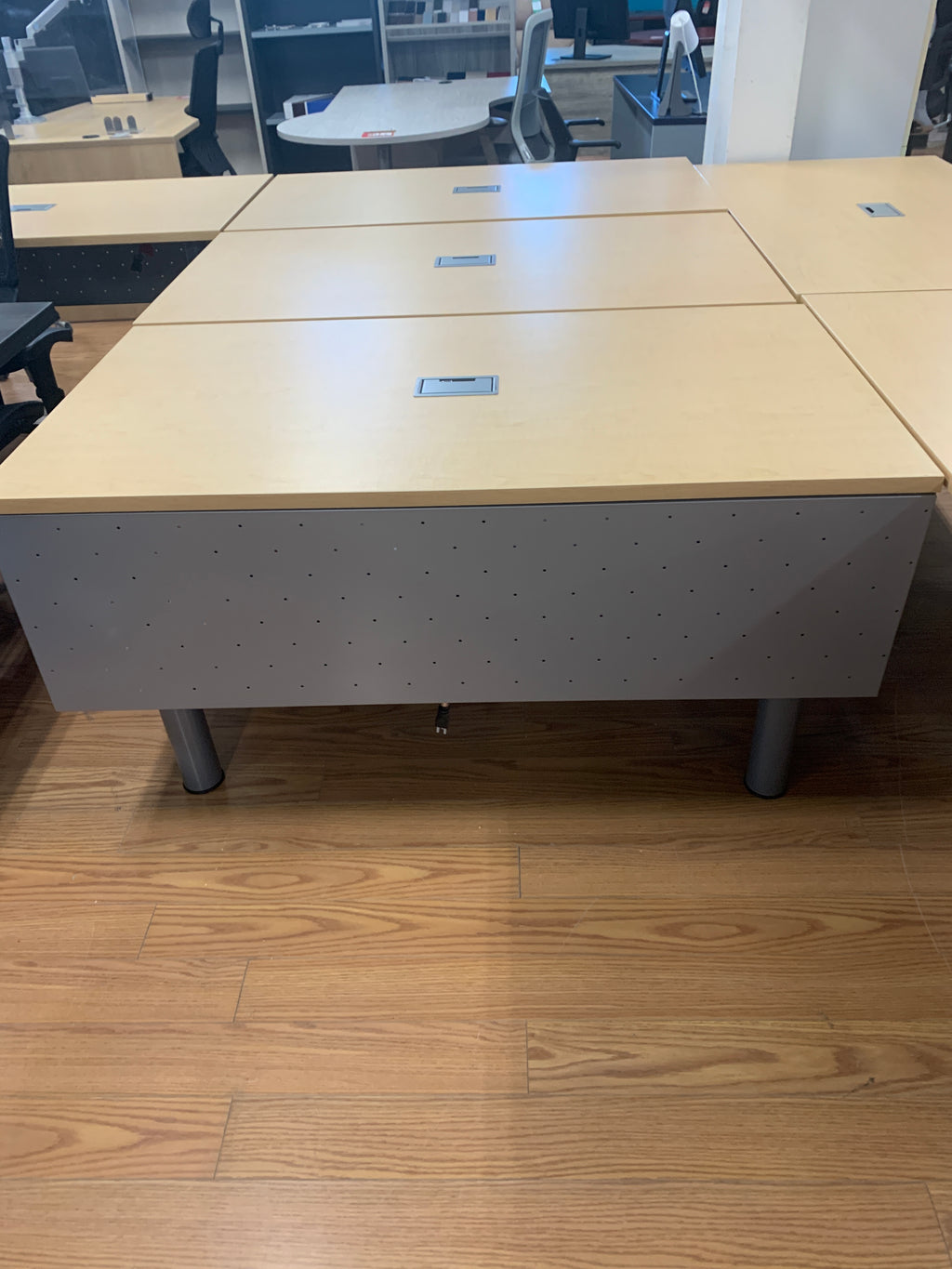 Preloved-30" x 54" laminate desk shells w/power plug outlets-6 Available!
