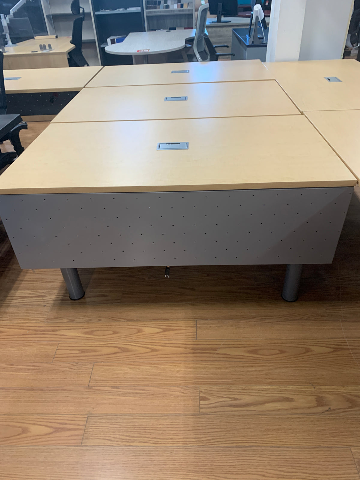 Preloved-30" x 54" laminate desk shells w/power plug outlets-6 Available!