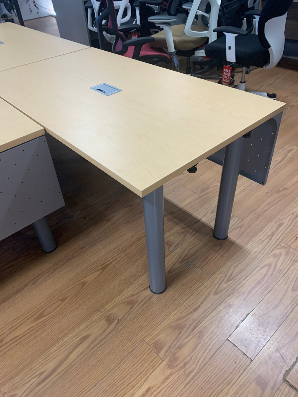 Preloved-30" x 54" laminate desk shells w/power plug outlets-6 Available!