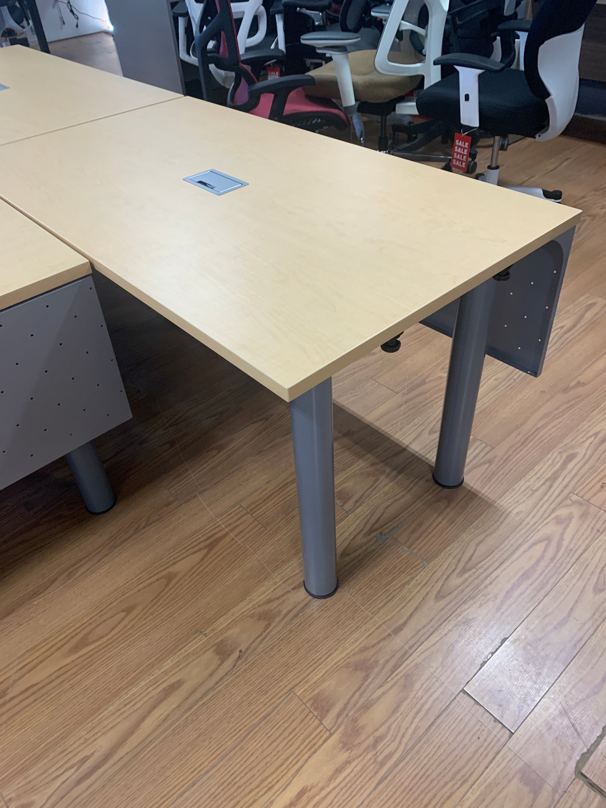 Preloved-30" x 54" laminate desk shells w/power plug outlets-6 Available!